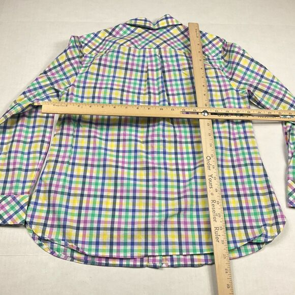 Talbots Cotton Office Button Shirt Colorful Plaid Long Sleeve Classic Top PS - Picture 7 of 10